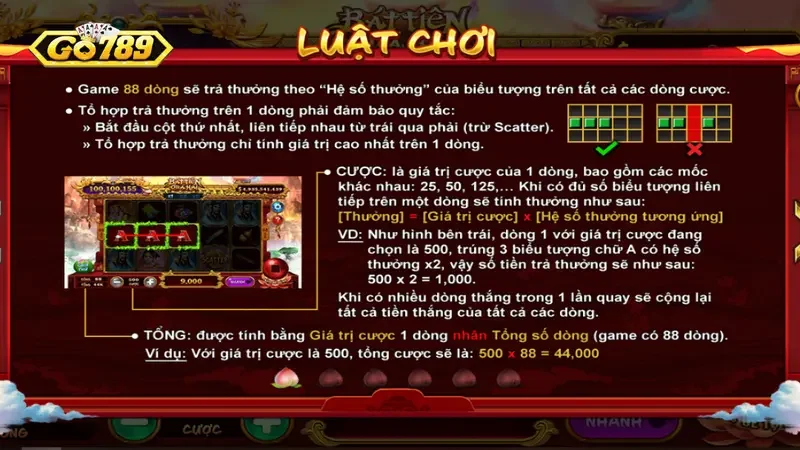 Luật tham gia chơi nổ hũ Bát Tiên Quá Hải Go789